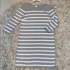 Old Navy Gray and White Striped Dress